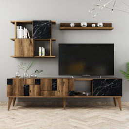 Hanah Home Mueble de TV Madrid - Nogal y Negro